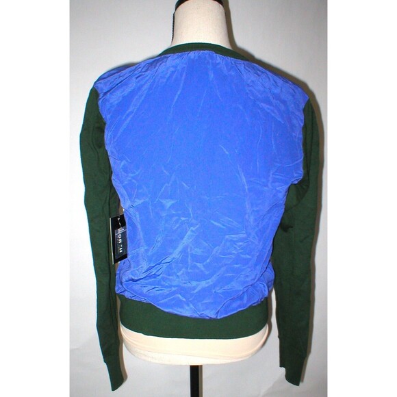 NWT Womens Worth New York Designer Green Purple Green M Cardigan Sweater Silk - Picture 2 of 6